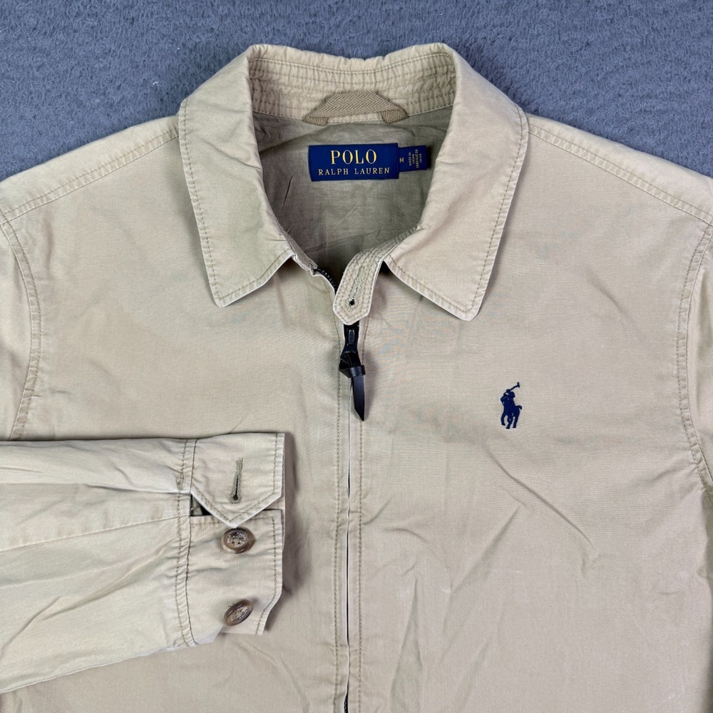 Polo Ralph Lauren Bi-Swing Jacket Mens M Khaki Harrington Full Zip Chin Strap
